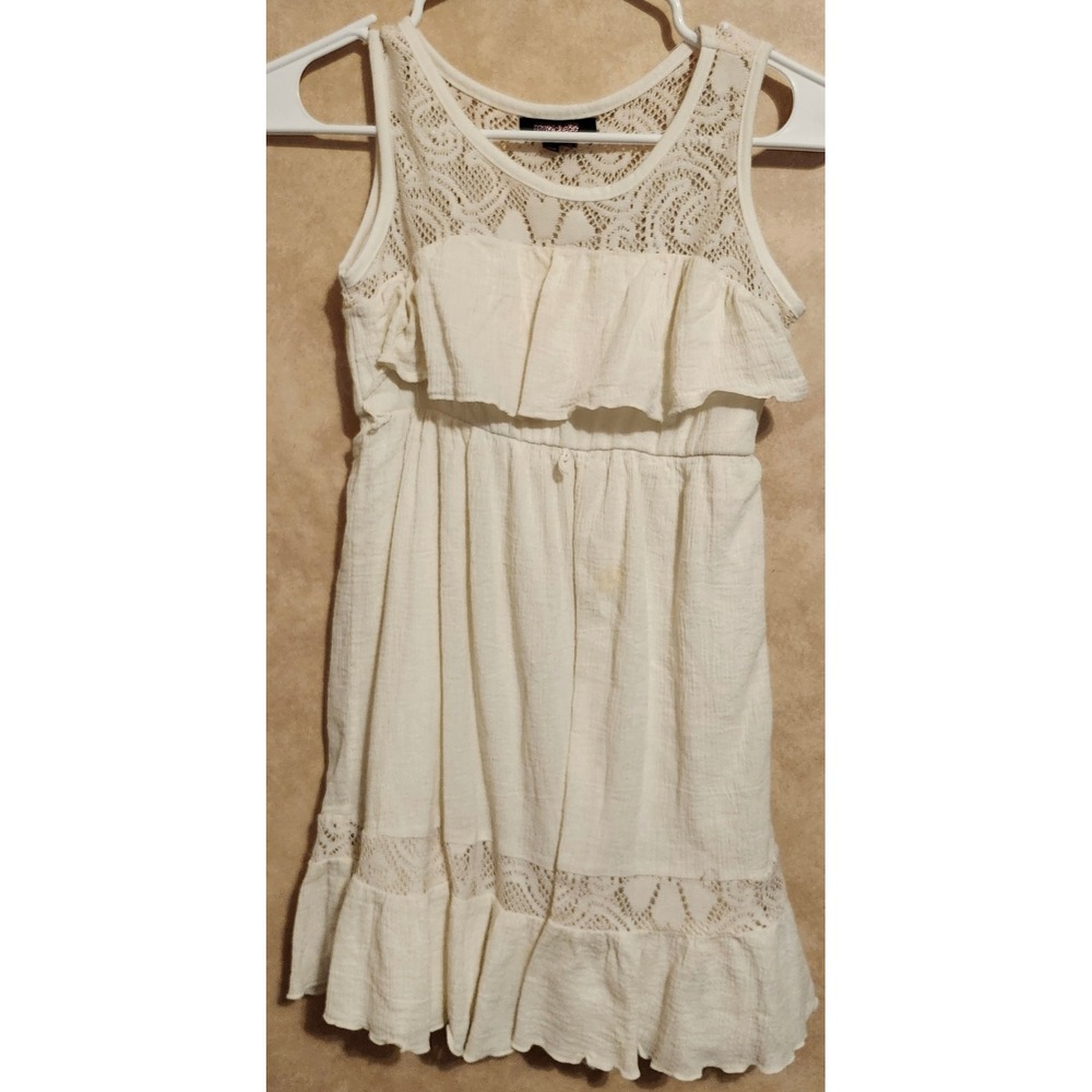 My Michelle Girls Ivory White Lace Ruffle Boho Dress Size 12 8044JC3G